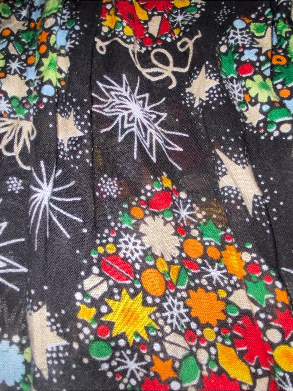 Black Holiday Ornament Print Scarf